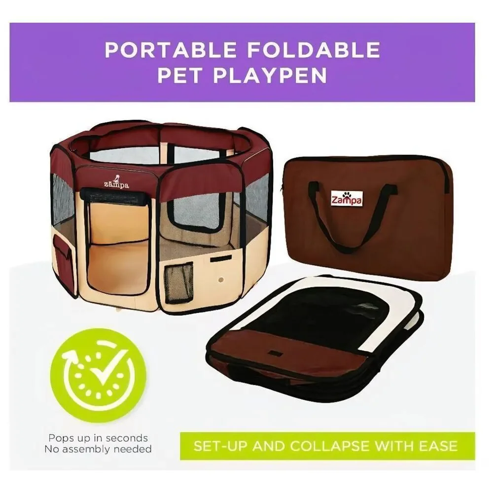 Zampa Pop Up Portable Playpen for Dog and Cat, Foldable | Indoor/Outdoor, NEW